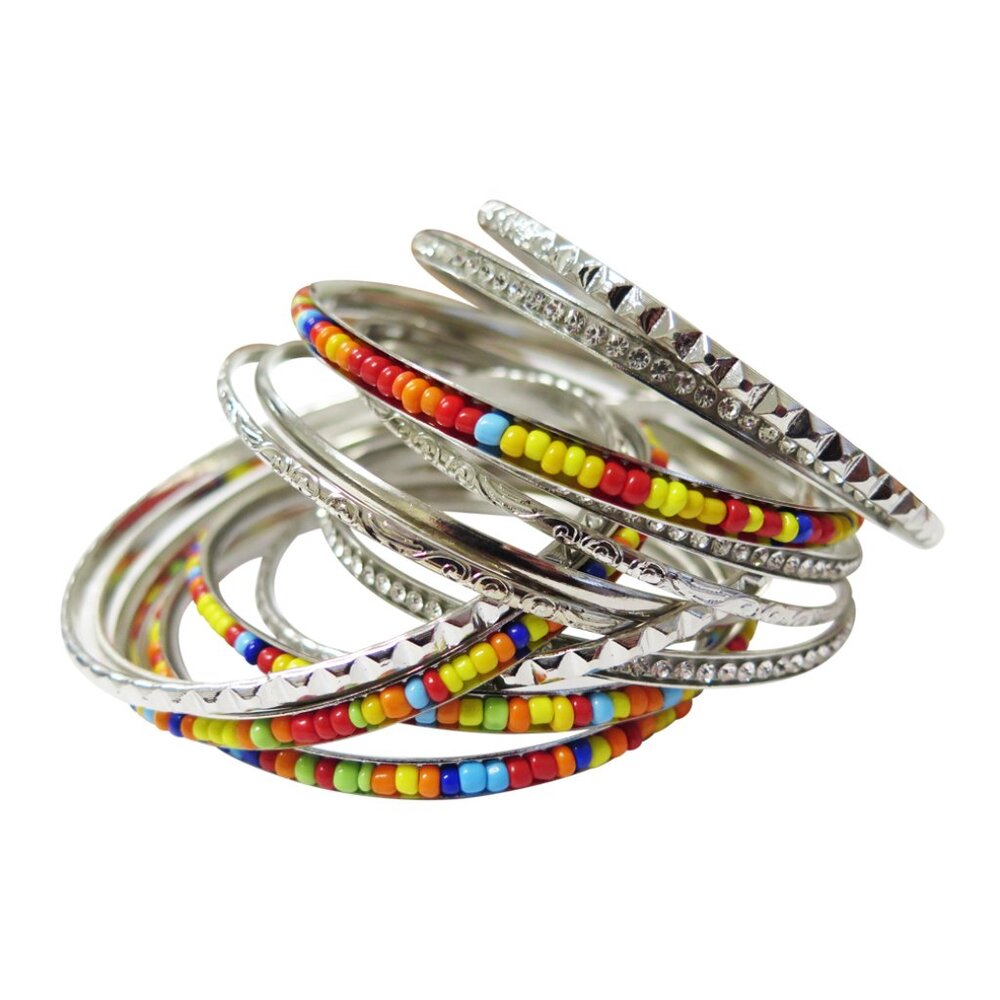 Bangle Bracelet Set -NEW-14 Pcs Multi Color Stackable Boho Chic - Picture 5 of 5